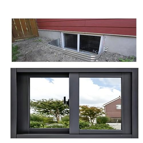 Sliding Window, Heat Insulation Double Glazed Aluminum Window, Easy Install Replacement Window for Basement, Custom Sizes(W 26" x H 16")