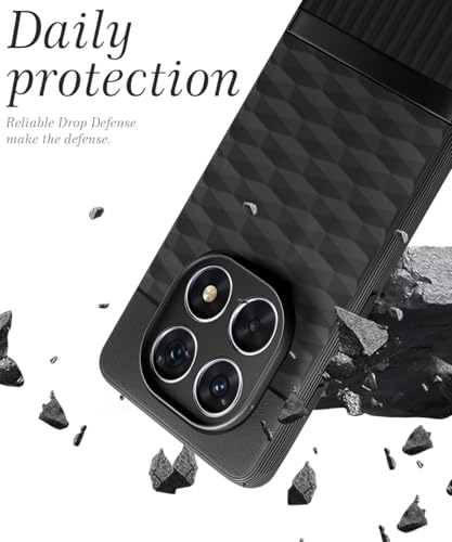 Image of WOW IMAGINE Back Cover for Redmi Note 14 Pro 5G | Poco X7 5G with Hexa Cube Design | Ultra Slim Soft Rubberised Case | Inner Velvet Fabric | Silicone Flexible Mobile Case | Camera Protection - Black