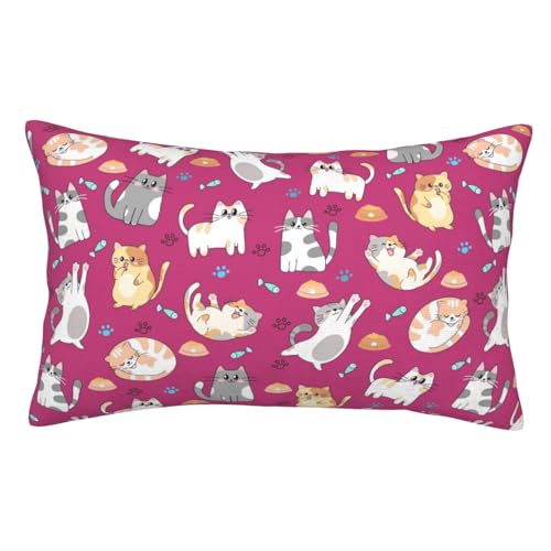 Cats Pillow Case 20"x30" Pillowcase with Cat on it with Zipper Pink Pillows