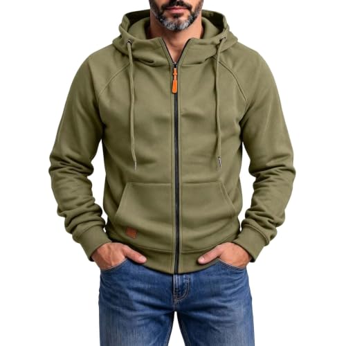 Mens Full Zip Hoodie Drawstring Kangaroo Pockets Casual Travel Sweatshirt - image 1