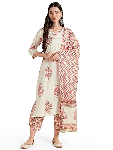 Image of MIRCHI FASHION Pure Cotton Women Straight Batik Printed Kurti Set with Dupatta and Pant