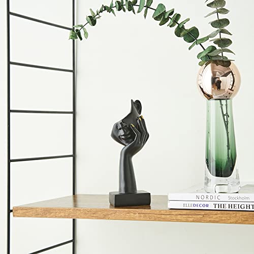 Fjs Abstract Art Woman Face Statue, 6.7" H Thinker Statue Home Decor, Collectible Figurine Home Decorations For Living Room Bedroom Office Desktop, Bookshelf Decorative Objects (Black Thinking) #TOP3