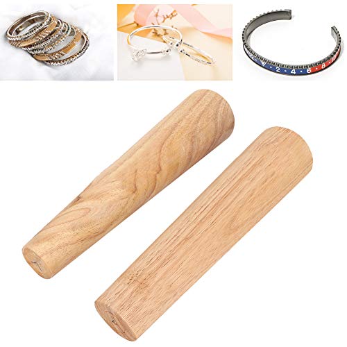 Bracelet Mandrel Stick (2pcs Round Oval Shape Wooden Jewelry Tool) Adjust Bracelet Gauge Measure and Deformation Repair Tool for Jewelry Making - Image 3