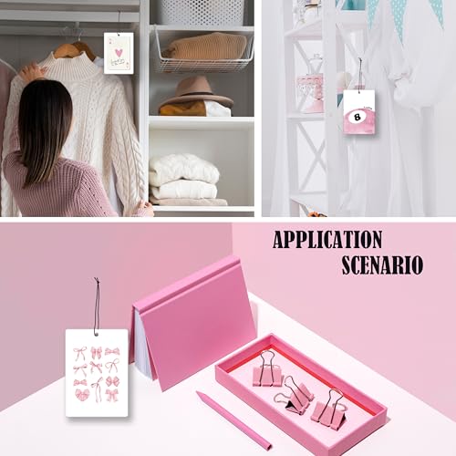 Image of Pink Coquette Bow Preppy Lavender Car Air Freshener, Trendy Funky Cherry Lucky 8 Ball Hanging Air Freshener 4 Pcs for Cars Closet Drawer Books, Cute Girly Car Accessories Mirror Decor for Women
