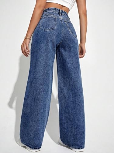 Image of TAGAS Women's High Waisted Wide Leg Jeans - Baggy Denim Pants, Loose Fit Casual Straight Leg Pant for Girls & Womens