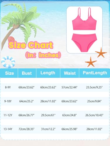 Image of Girl's 2 Piece Swimsuit Solid Spaghetti Strap Bikini Sets Beach Bathing Suit Swimwear for Teen Girls