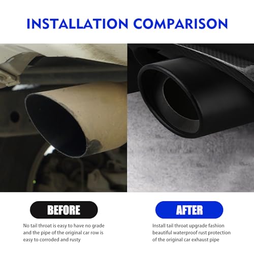 Gseigvee 1 PC Car Exhaust Tip, Stainless Steel Tailpipe Muffler, Modified Tail Throat, Vehicle Rear Tip Replacement Part, Automotive Exterior Decoration, Universal for Most Cars (Black #Straight)