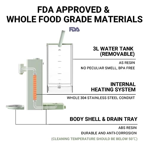 Image of BUYDEEM S9013 Instant Hot Water Dispenser, Countertop Water Boiler & Warmer for Tea, Coffee and Baby Formula, Adjustable 8 Temperatures & 5 Water Outputs, 3L Water Tank(102oz), Green
