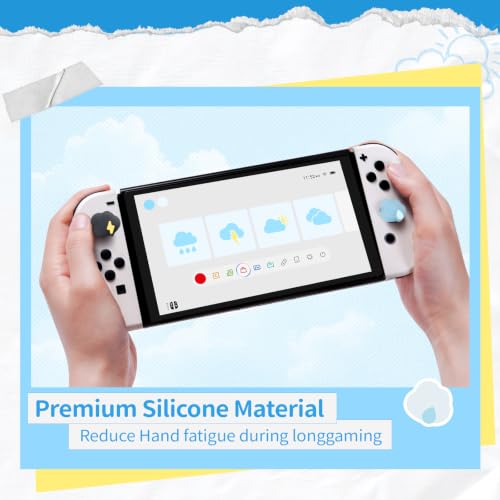 Image of GeekShare Thumb Grips, Cute Weather Mood Silicone Joystick Caps, Lightning Rain Cloud Design Analog Stick Covers Compatible with Nintendo Switch /OLED /Lite, 4PCS