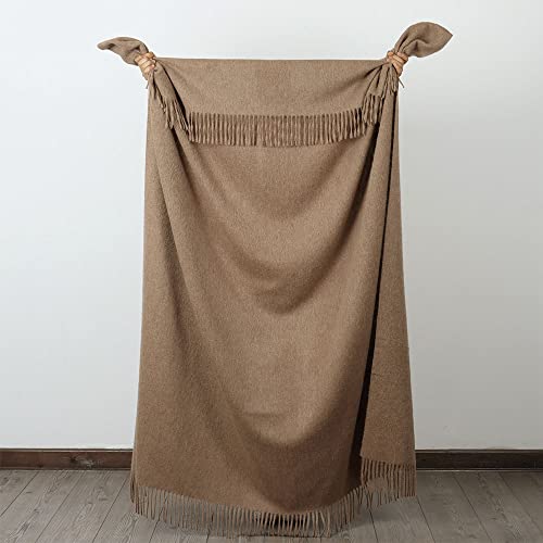 Superfine Alpaca Wool Throw Blanket - Lightweight Alpaca Merino Wool Throw Blankets For Using Indoors Or Outdoors | Soft Peruvian Alpaca Blanket Wool Blanket Solid Color 72" X 60" (Desert Sand) #TOP2