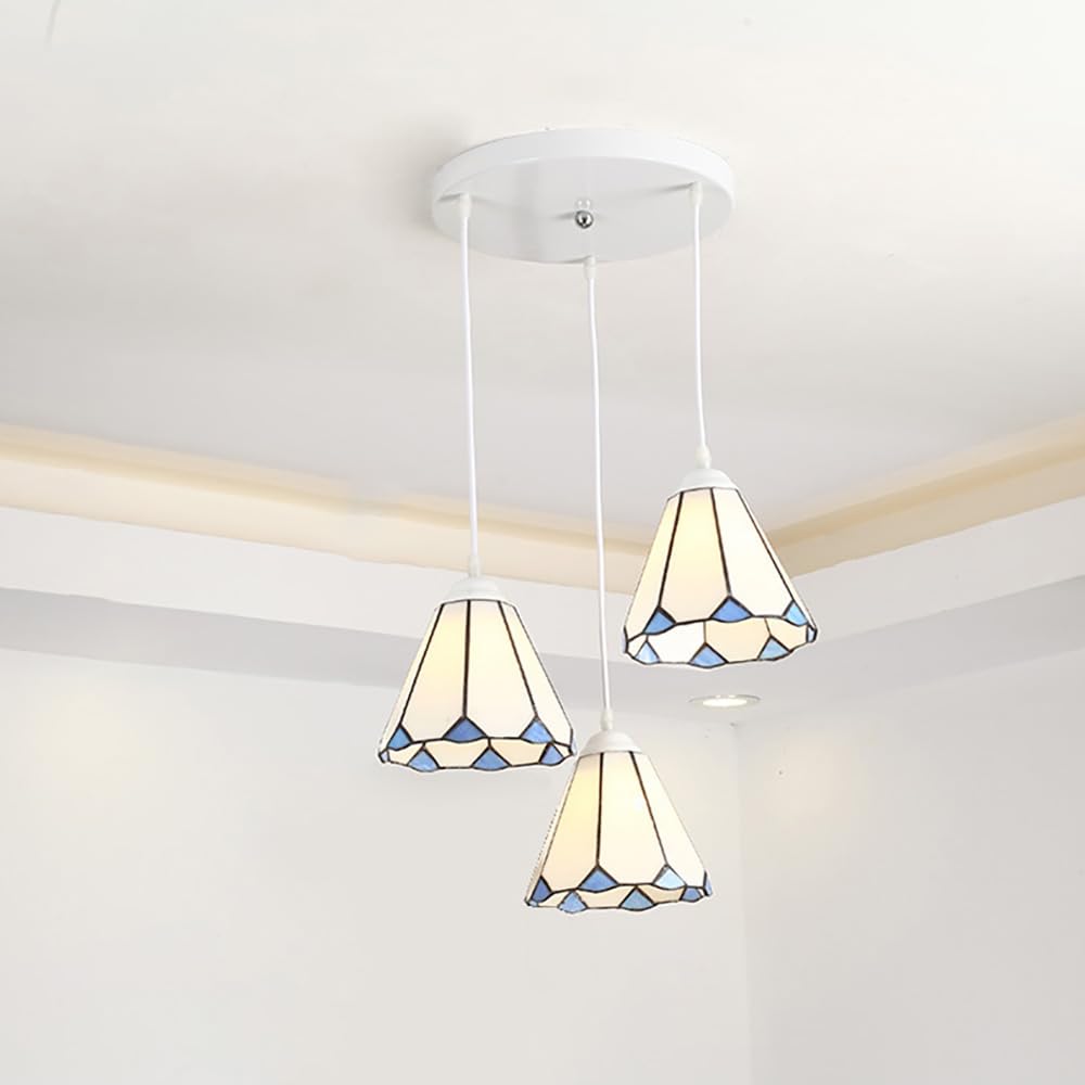 LYMSXAZOU Mediterranean Restaurant Pendant Lamp LED American Pastoral Bedroom Study Hotel Rooms Cloakroom Teahouse Aisle Chandelier (A 3 Lights)