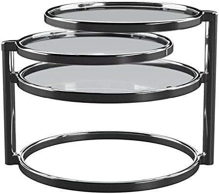 ASPECT Eterntity Glass Coffee Table Frames with Swivel Motion, Chrome/Clear, 58x50x43 cm