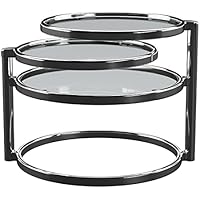 Aspecto Eternidad Mesa de café con Movimiento Giratorio, de Metal, Color Cromado y Transparente