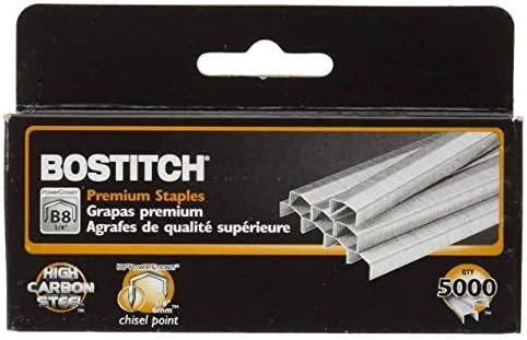 Stanley Bostitch Office B8 PowerCrown 0.25 Inch Staples, Pack of 5,000 Staples (STCRP21151/4), Silver, Case of 100