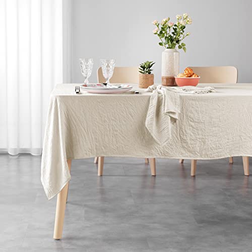 Douceur d'Intérieur Suzy Natural Rectangular Tablecloth 140 x 240 cm Microfibre Washed, 94.5 x 55.1 inch (Rectangular) - Image 2