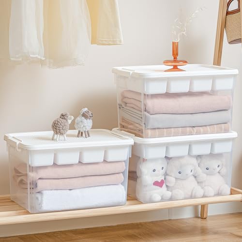 Image of ITYLIFE CITYLIFE 32 QT Stackable Toy Storage with Building Baseplate Lid and Removable Tray Tool Box Organizer Storage Bins with Lids for Organizing Lego, Bead, Tool, Sewing, 2 Packs