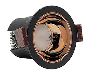 Mufasa 6 Watts Black Body Gold Reflector LED Ceiling COB Spot, Focus, Down Ceiling Light, Round (Warm White)