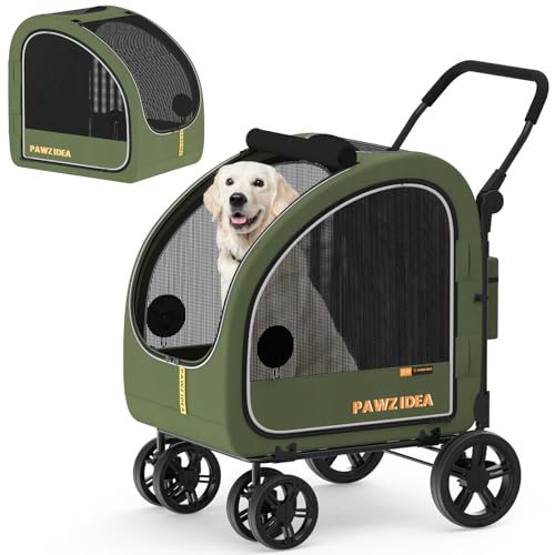 PAWZIDEA Large Dog Stroller with Detachable Carrier, Portable Dog Crate for Car Travel, Multiple Pet...