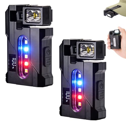 2Pcs G5 EDC Flashlight Rechargeable,400 Lumens Dual Light Super Bright Mini EDC Flashight,1200mAh Portable Magnetic & Clip On Flat Pocket Flashlights,Keychain Flashlight for Outdoor Home Emergencies