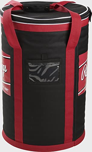 Rawlings Sot Sided Ball Bucket Bag, Rssbb , Black/Red , 21.25" H X 13.5" W #TOP1