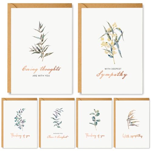 Sympathy Cards Assortment, Greeting Cards with Envelopes, 6 