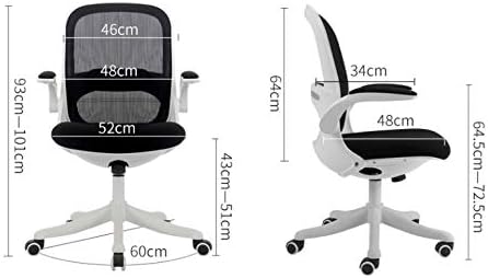 Miniatura 2 de Silla de oficina de malla con respaldo medio, ergonómica, giratoria, silla de computadora de malla negra con lumbar de altura ajustable (E)