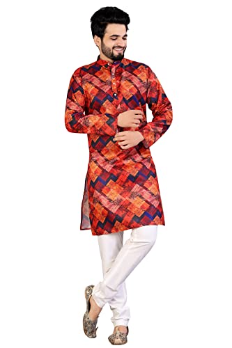 Men's Printed Kurta Pyjama Set Cotton