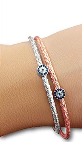 Evil Eye Sterling Silver Bangle Bracelet For Women Sterling Silver #TOP1