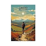 QIOTBVV Póster de viaje de Camino de Santiago en lienzo para decoración de pared, pinturas para sala de estar, dormitorio, 50 x 75 cm