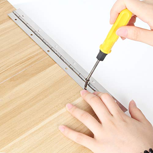 2 Pcs 12 Inch Piano Hinge Stainless Steel 304 Continuous Hinge, Heavy Duty 0.04" Thickness Fixing Folding Continuous Piano Hinge #TOP3