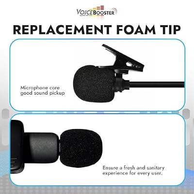 Set of 5 Replacement Foam Tip for VoiceBooster & Aker Microphones Mic Foam Tip Covers for 1/2-Inch Headset & Tie-Clip Mics Noise-Reducing Windsocks for Voice Amplifier