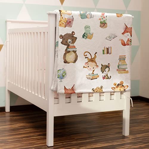 Hawskgfub Kids Toddler Animal Reading Blanket Boy Girl Gifts, Nursery Daycare Read Theme Book Flannel Fleece Bed Swaddling Blankets, Soft Lightweight Newborn Baby Shower Bedding Decor 40 X 50 Inch #TOP1
