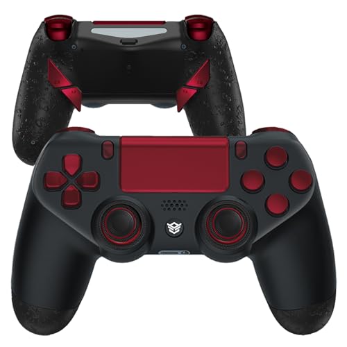 HEXGAMING NEW EDGE Wireless Controller Compatible with ps4-4 Back Buttons, 6 Profiles, Hair Triggers, Swappable Thumbsticks - Black Red