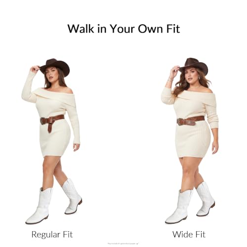 Image of mysoft Cowboy Boots for Women-Mid Calf Chunky Heel Cowgirl Boots