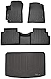 SMARTLINER Custom Fit Floor Mats 2 Rows and Cargo Liner Set Black Compatible with 2020-2023 Kia Soul Cargo Deck in Lower Position