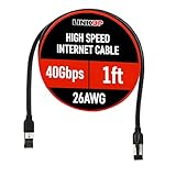 LINKUP– [40Gbps認証済み] Cat8イーサネットパッチケーブル二重シールド| 26AWG 2000MHz（2GHz）Cat8.1 | Cat7A、Cat7、Cat6A、25G、10G、1Gネットワークと互換性あり、将来性のあるLANワイヤー[ブラック] -1フィート（約0.3m）
