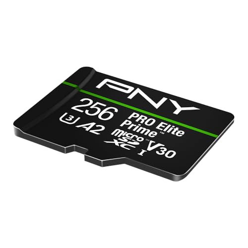 PNY 256GB Pro Elite Prime C10 U3 V30 A2 microSDXC Carte Mémoire Flash