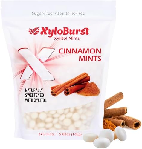 XyloBurst - Xylitol Mints | Sugar Free Breath Mint for Oral Health | Gluten Free, Vegan, Keto Friendly | Aspartame Free Mints | Cinnamon | 275 Count