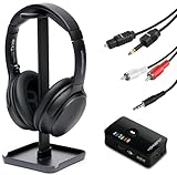 HomeSpot Wireless Over-Ear Headphones Transmitter Set for TV Movie Bluetooth 5.3 aptX LL No Delay 50 Hours Immersive Sound Enhanced Volume and Clarity (Digital Optical TOSLINK RCA AUX)