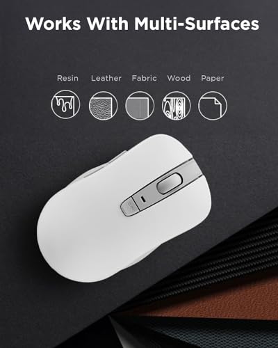 Image of Lenovo Bluetooth Silent Mouse (WL300) - 5 Button Computer Mouse with Silent Left & Right Click - Sculpted Grip, Microsoft Swift Pair, Up to 1600 DPI (White)