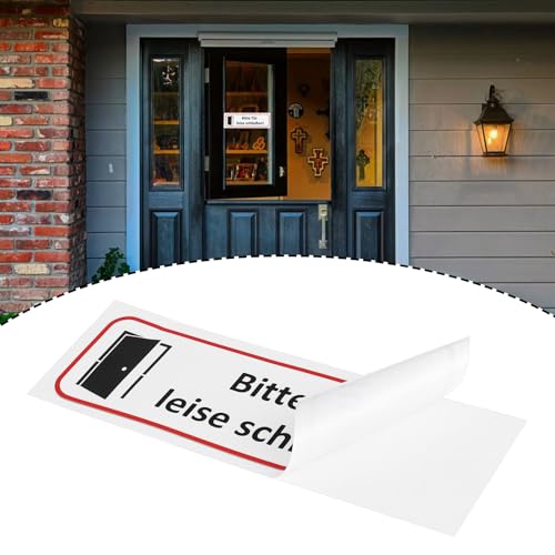 Briny River 10 Stück 196 x 65 mm Please Close The Door Quietly Schild, selbstklebend, \Bitte Tür leise schließen!\ PVC