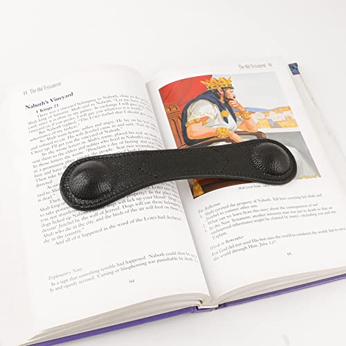 Image of Weighted Bookmark - Leather Book Page Weight Book Weights Holder for Hands-Free Reading Paper Weights for Cookbooks Crafts Music Books Bookmarks(01Black)