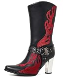 Women's Flame Embroidered Western Cowboy Boots,Pointed...