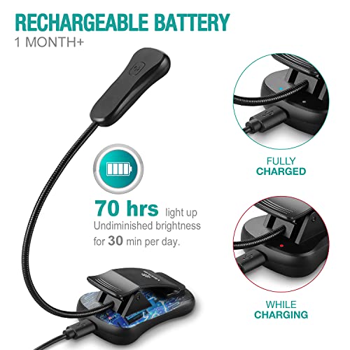 Vekkia Amber Rechargeable 7 Led Eye-Care Book Light,Blue Light Blocking Reading Light,3 Levels,1600K For Strain-Free, Healthy Eyes.up To 70 Hours Reading For Bookworms. #TOP3