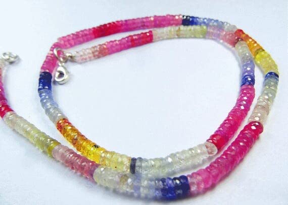 Collier Saphir Multicolore AAA facetté de 4mm, pierres naturelles d'exception - 3