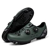 Scarpe da Ciclismo Uomo/Donna, Scarpe Traspiranti E Antiscivolo per Mountain Bike, Calzature MTB Leggere per Spin Indoor E Trail Riding-Green||Numeric_40