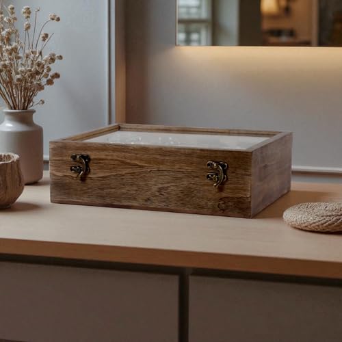 Image of Vintage Wooden Watch Box for Men, Timepiece Storage & Organizer, Display Case, Jewelry Box for Women, Gift for Husband (8 Grooves, Antique Wood)