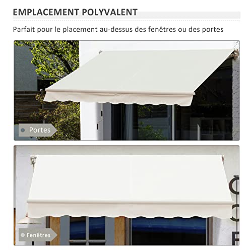 Store extérieur terrasse à angle réglable 45°-85° avec manivelle crème