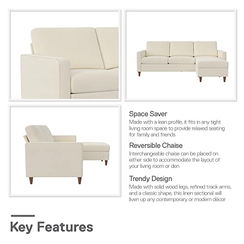 Dhp Liah Reversible Sectional Sofa With Pocket Spring Cushions, Ivory #TOP5