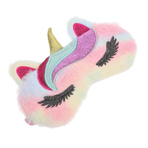 TIDTALEO 可愛い独角獣デザインの携帯用トラベルスリープマスク 軽量通気性プラッシュ素材 快適遮光アイマスク 昼寝 旅行 家用に